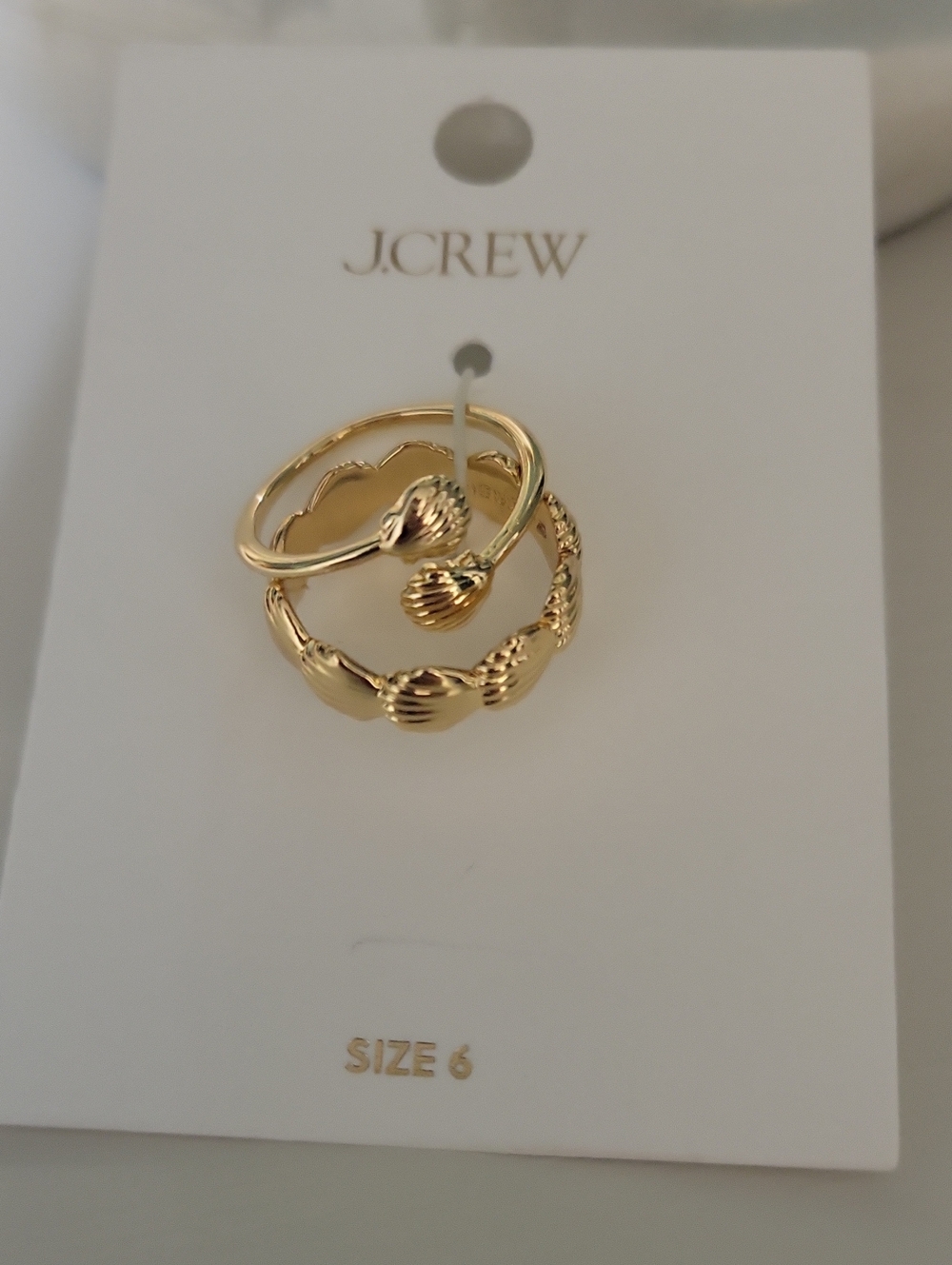 J. Crew Gold Shell Stackable Ring Set